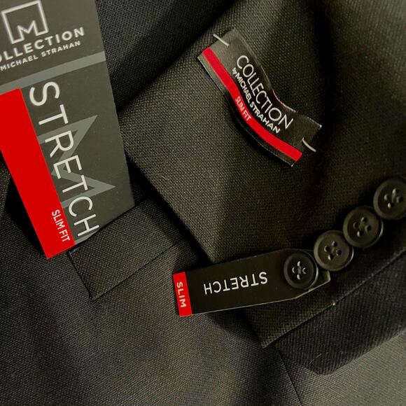Collection Michael Strahan Stretch Wool Slim Fit Suit Jacket - Black - 48R $260 - Picture 3 of 6